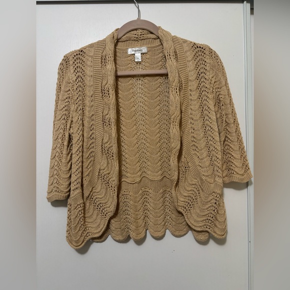 Dressbarn Women's Knit  Tan Open-Front Sweater - Picture 1 of 2